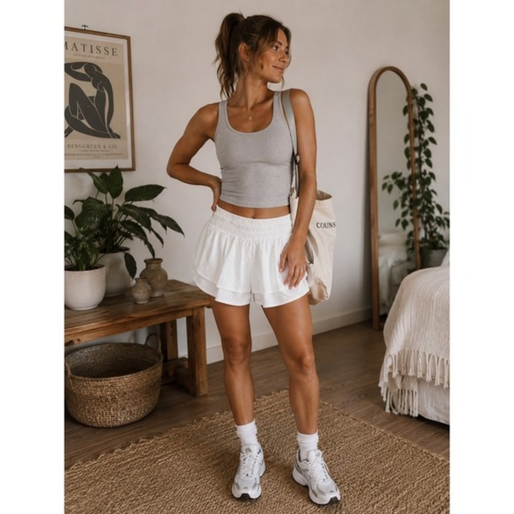 JoyLab White‎ Double-Layer Athletic Shorts